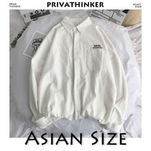 Cargar imagen en el visor de la galería, Privathinker, camisa sólida para hombre, manga larga, 2019, moda coreana para hombre, camisa bordada de lunes, ropa de calle para hombre, camisas de primavera para mujer