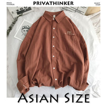 Cargar imagen en el visor de la galería, Privathinker, camisa sólida para hombre, manga larga, 2019, moda coreana para hombre, camisa bordada de lunes, ropa de calle para hombre, camisas de primavera para mujer