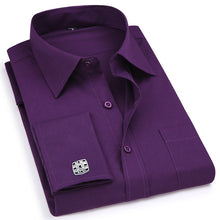 Cargar imagen en el visor de la galería, Vestido de manga larga con puños franceses para hombre, camisa con gemelos para fiesta de boda Social de corte Regular de alta calidad, camisa de talla grande 5XL 6XL
