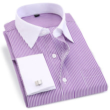 Cargar imagen en el visor de la galería, Vestido de manga larga con puños franceses para hombre, camisa con gemelos para fiesta de boda Social de corte Regular de alta calidad, camisa de talla grande 5XL 6XL