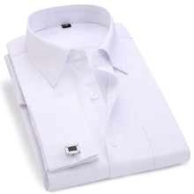 Cargar imagen en el visor de la galería, Vestido de manga larga con puños franceses para hombre, camisa con gemelos para fiesta de boda Social de corte Regular de alta calidad, camisa de talla grande 5XL 6XL