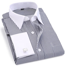 Cargar imagen en el visor de la galería, Vestido de manga larga con puños franceses para hombre, camisa con gemelos para fiesta de boda Social de corte Regular de alta calidad, camisa de talla grande 5XL 6XL