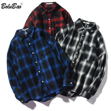 Cargar imagen en el visor de la galería, BOLUBAO moda tendencia hombres camisa a cuadros otoño nuevo hombres Retro salvaje Casual camisa Tops hombre solapa camisas de manga larga