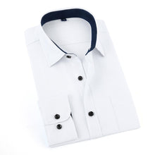 Cargar imagen en el visor de la galería, JeeToo, camisa blanca para hombre, novedad de 2019, camisa de vestir de corte Regular para hombre de negocios, camisa de boda informal de manga larga sólida para hombre, camisa de talla grande 3XL