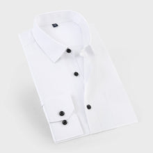 Cargar imagen en el visor de la galería, JeeToo, camisa blanca para hombre, novedad de 2019, camisa de vestir de corte Regular para hombre de negocios, camisa de boda informal de manga larga sólida para hombre, camisa de talla grande 3XL