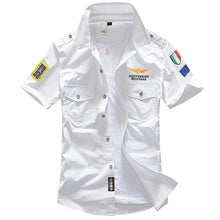Cargar imagen en el visor de la galería, Nuevas camisas militares de manga corta para hombres 6XL, moda de verano, camisa informal bordada de algodón de alta calidad Air Force One MA1 AE12002