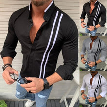 Cargar imagen en el visor de la galería, Nueva moda para hombre, camisa de manga larga de algodón de bambú a rayas, blusa superior informal, venta al por mayor, envío gratis, camisa masculina Z4