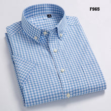 Cargar imagen en el visor de la galería, Camisas informales Oxford de alta calidad para hombre, camisas sociales a cuadros de diseño informal, camisas de vestir de manga corta 100% algodón para hombre