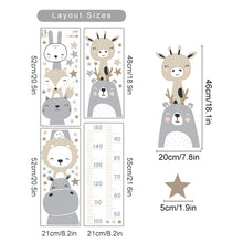 Load image into Gallery viewer, Cartoon Baby Height Measurement Lion Hippo Rainbow Wall Sticker Nursery Vinyl Wall Decals Kids Room Interior Home Decor Gifts