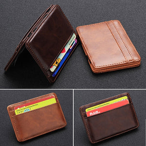 Men's Fashion Magic Faux Leather Slim Wallet Money Clip Card Holder Purse