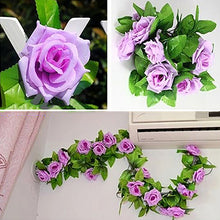 Cargar imagen en el visor de la galería, Artificial flor de rosa de seda falsa hiedra vid guirnalda colgante boda DIY decoración del hogar
