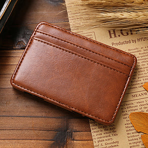 Men's Fashion Magic Faux Leather Slim Wallet Money Clip Card Holder Purse