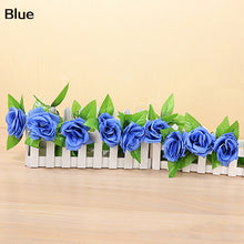 Cargar imagen en el visor de la galería, Artificial flor de rosa de seda falsa hiedra vid guirnalda colgante boda DIY decoración del hogar
