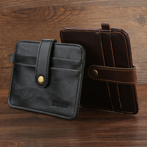 Men's Faux Leather Slim Money Clip Wallet ID Credit Card Holder Button Case