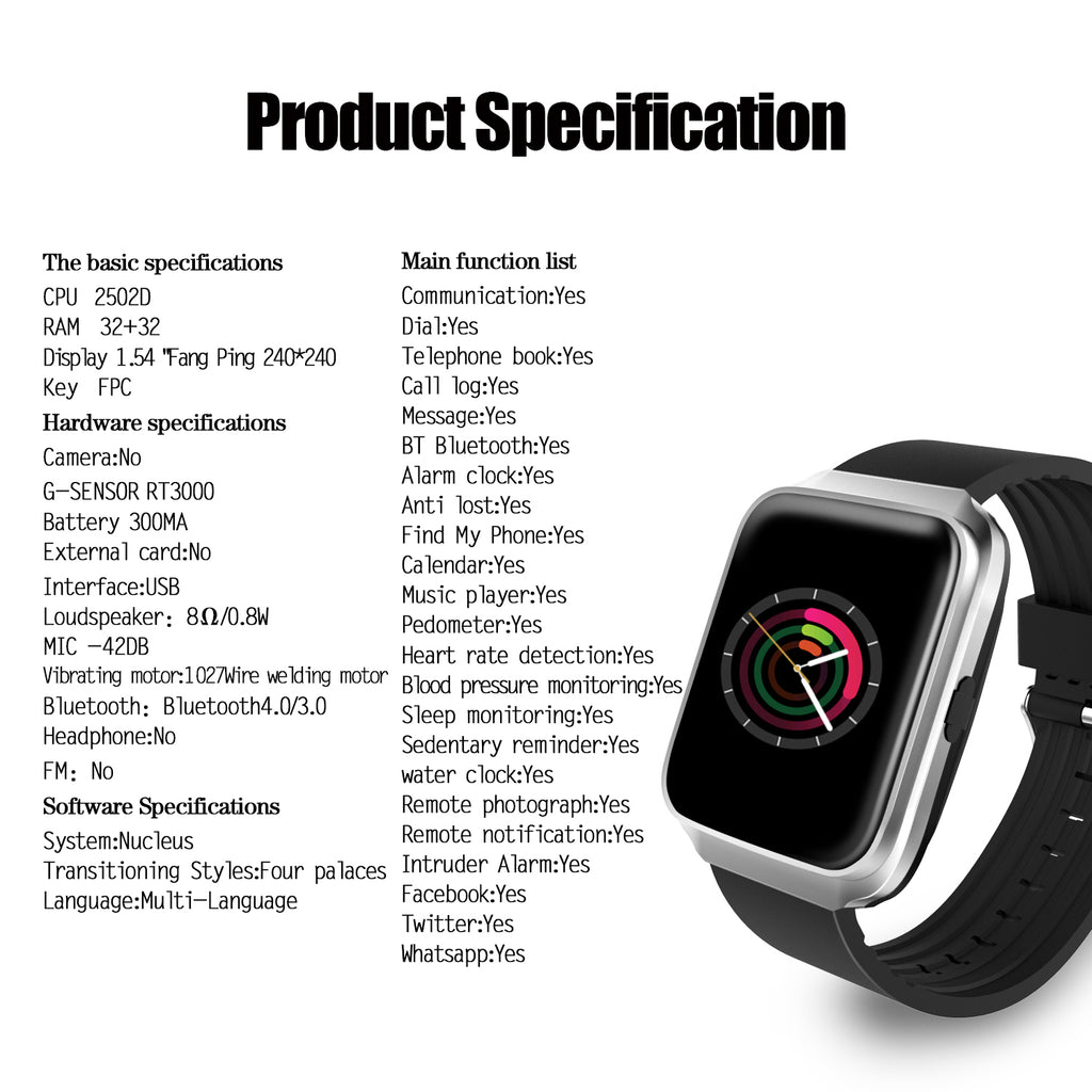 Reloj inteligente multifunción, pulsera de Fitness, Monitor de ritmo cardíaco, pulsera de Fitness para teléfono inteligente Android