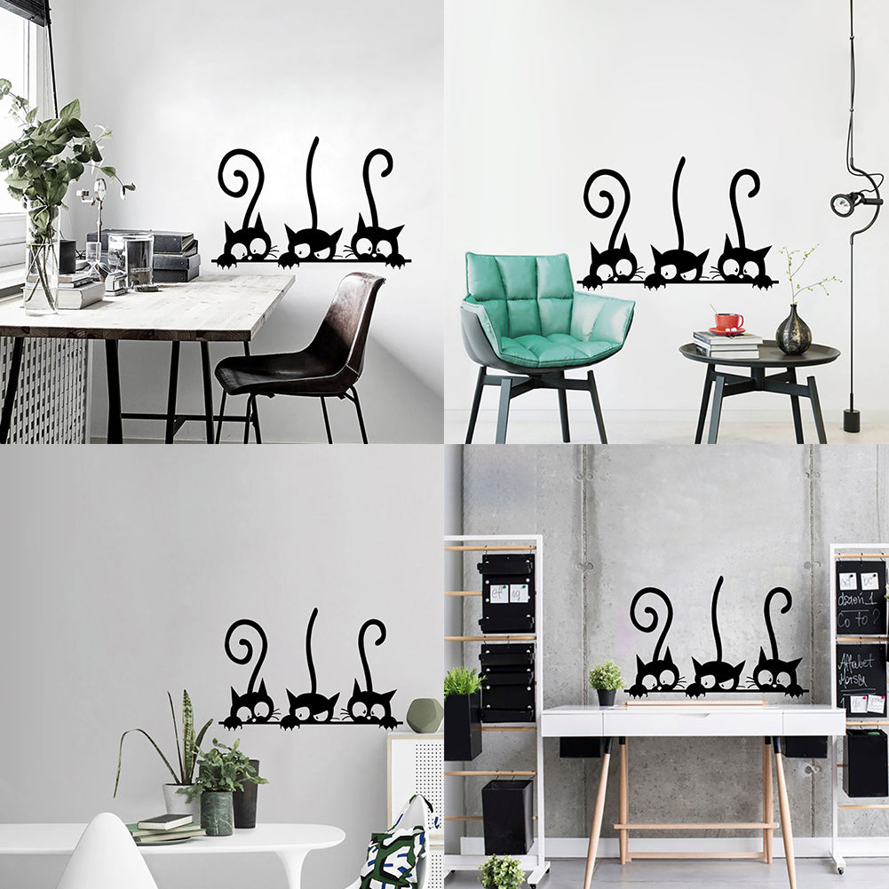 Lovely Three Cats Baby Bedroom Home Office Wall Sticker Removable Decor