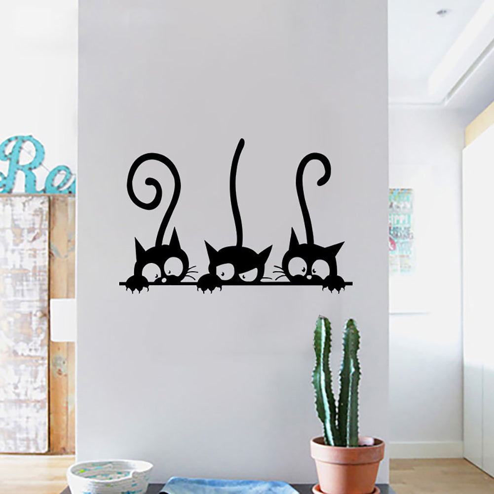 Lovely Three Cats Baby Bedroom Home Office Wall Sticker Removable Decor