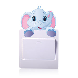 Cute Animals Elephant Cat Panda Giraffe Removable Wall Switch Sticker Home Decal