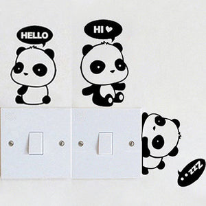Lovely Cartoon Panda Room Window Door Decals Decor Removable Wall Switch Sticker