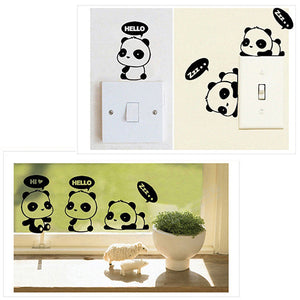 Lovely Cartoon Panda Room Window Door Decals Decor Removable Wall Switch Sticker