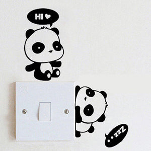 Lovely Cartoon Panda Room Window Door Decals Decor Removable Wall Switch Sticker