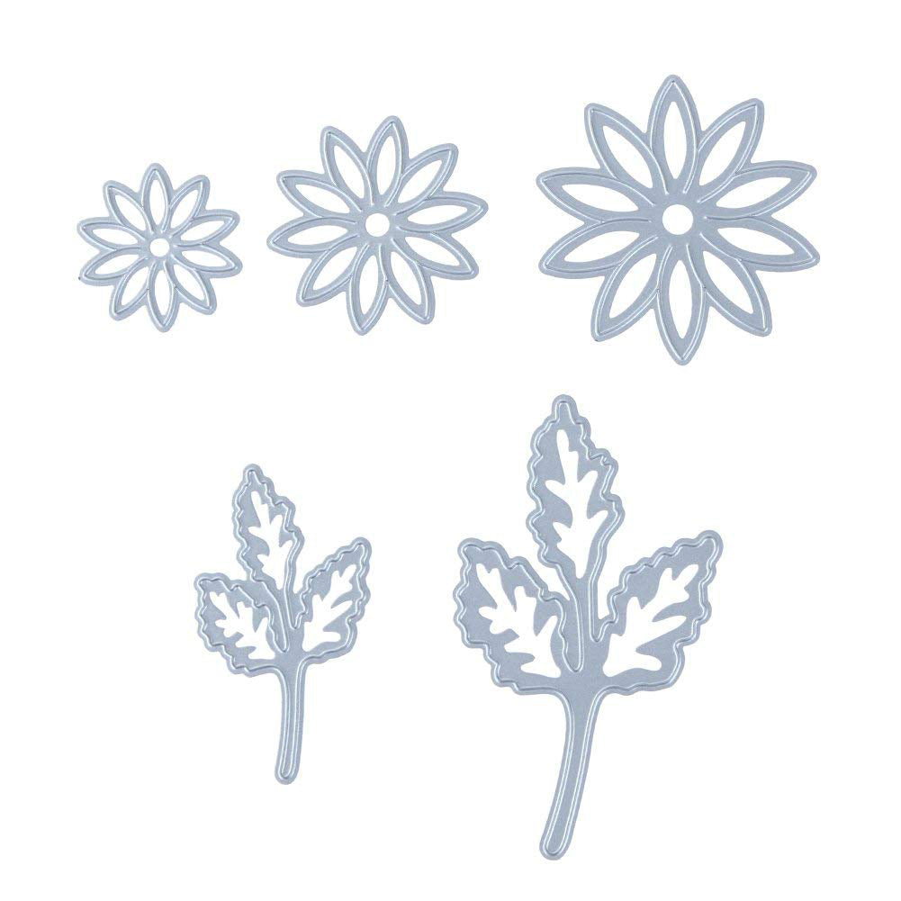 Troqueles de corte con relieve de acero al carbono, hoja de flores, decoración artesanal para álbum de recortes, 5 uds.
