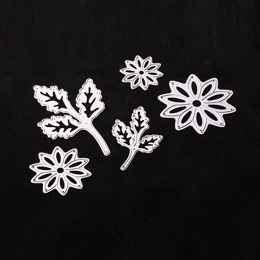 Troqueles de corte con relieve de acero al carbono, hoja de flores, decoración artesanal para álbum de recortes, 5 uds.