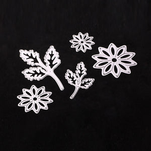 Troqueles de corte con relieve de acero al carbono, hoja de flores, decoración artesanal para álbum de recortes, 5 uds.