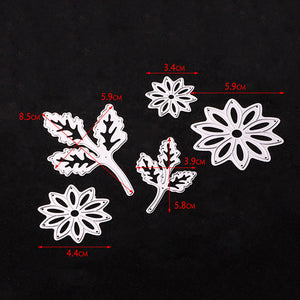 Troqueles de corte con relieve de acero al carbono, hoja de flores, decoración artesanal para álbum de recortes, 5 uds.