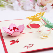 Load image into Gallery viewer, Romantic Flower Butterfly 3D Pop Up Greeting Card Couple Valentine&#39;s Day Gift
