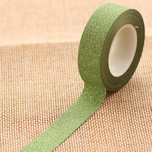Cinta adhesiva de papel adhesivo Washi con purpurina de 10m, etiqueta decorativa para manualidades DIY