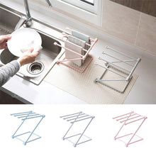 Load image into Gallery viewer, Folding Towel Stand Rack Kitchen Washing Cloth Draining Plastic Organizer Shelf
