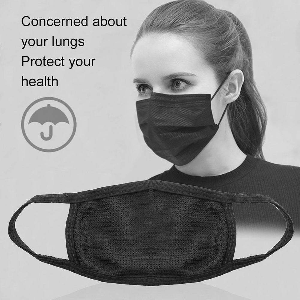 Men's Women's Black Health Cycling Anti-Dust Cotton Mouth Face Mask Respirator