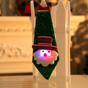 Luminous LED Christmas Necktie Santa Snowman Elk Tie Xmas Decor for Kids Adults