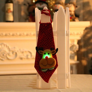 Luminous LED Christmas Necktie Santa Snowman Elk Tie Xmas Decor for Kids Adults