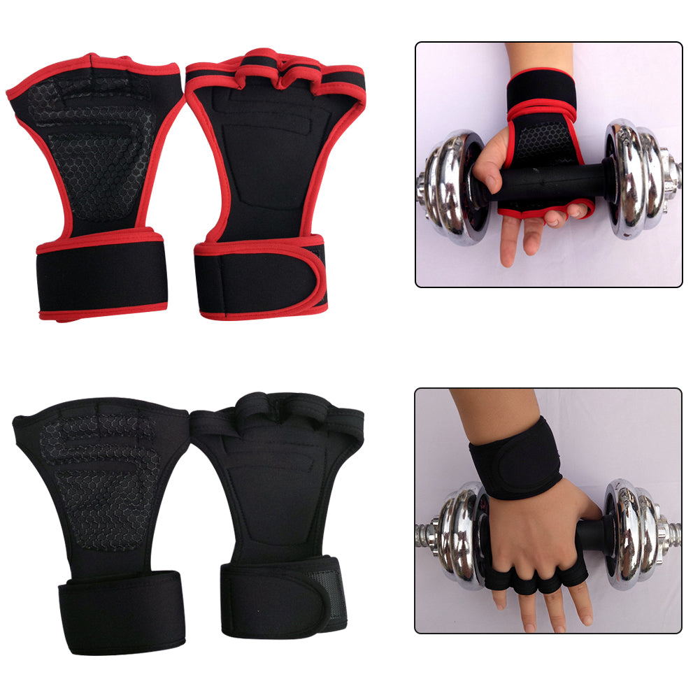 Guante antideslizante de medio dedo para levantamiento de pesas, gimnasio, Fitness, para hombres y mujeres, con muñequera