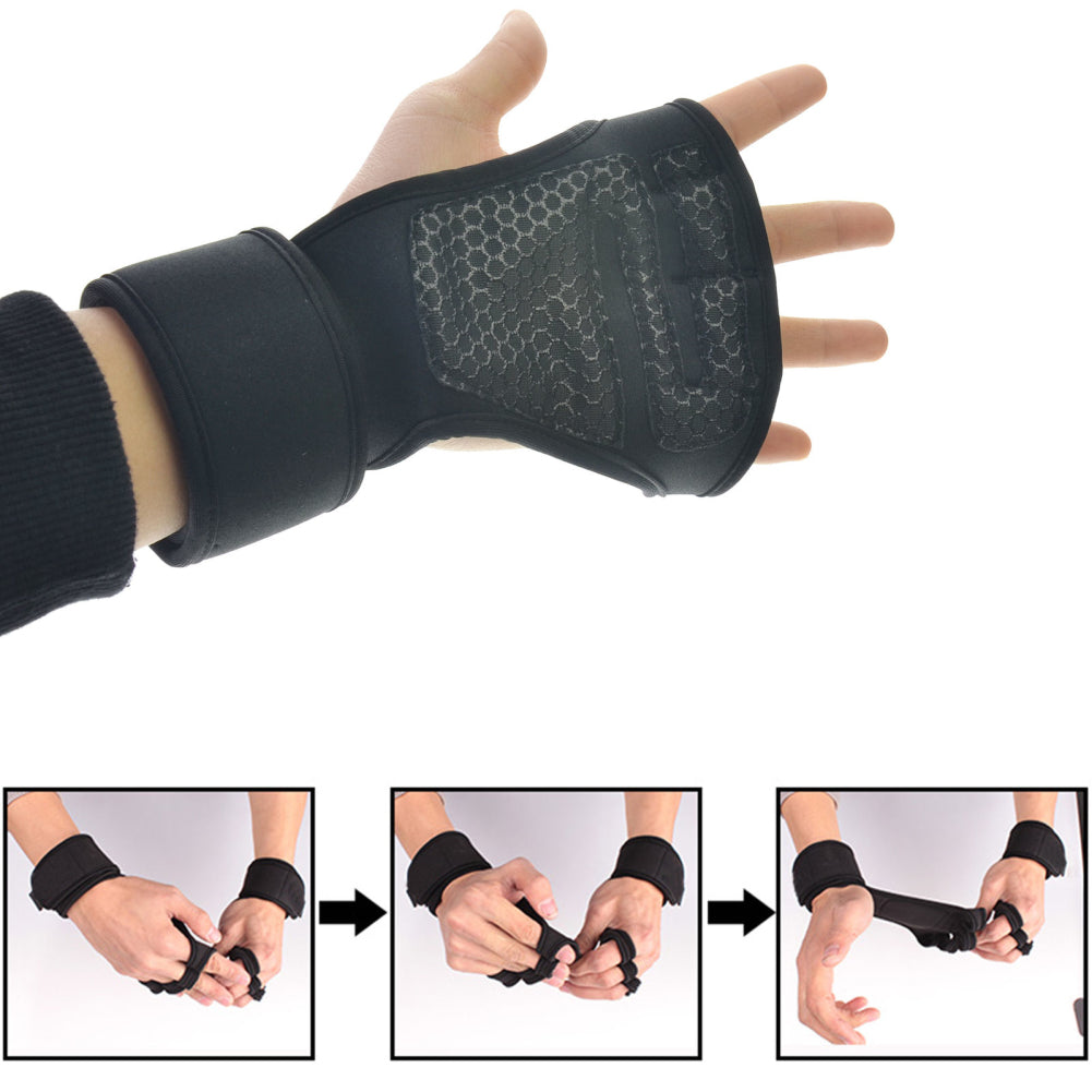 Guante antideslizante de medio dedo para levantamiento de pesas, gimnasio, Fitness, para hombres y mujeres, con muñequera