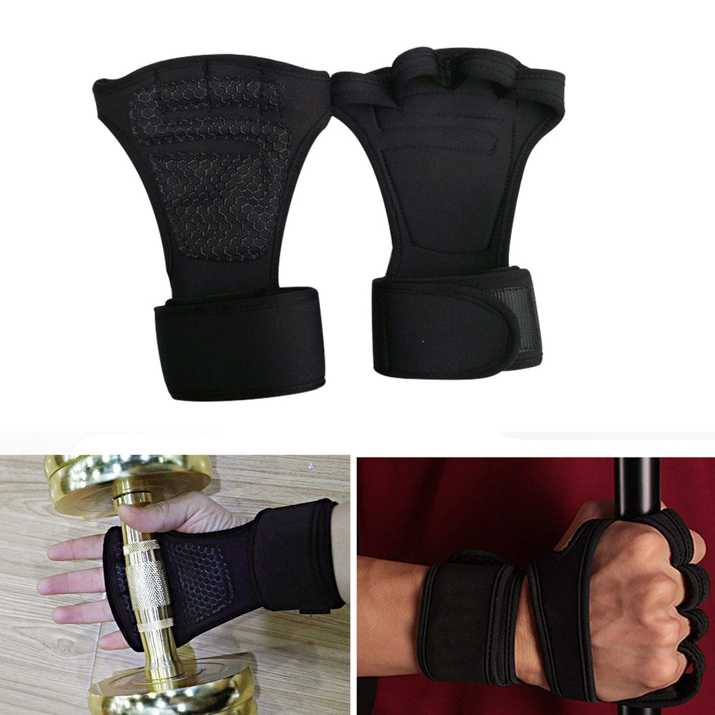 Guante antideslizante de medio dedo para levantamiento de pesas, gimnasio, Fitness, para hombres y mujeres, con muñequera