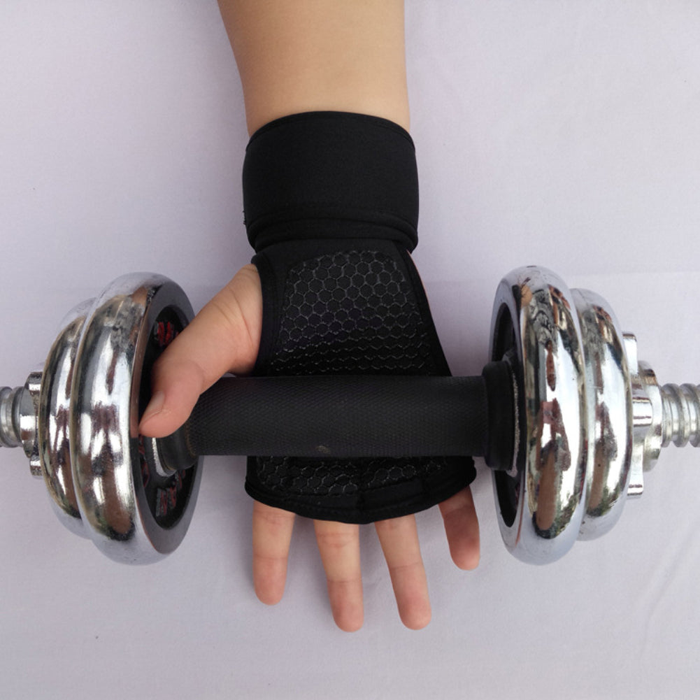 Guante antideslizante de medio dedo para levantamiento de pesas, gimnasio, Fitness, para hombres y mujeres, con muñequera