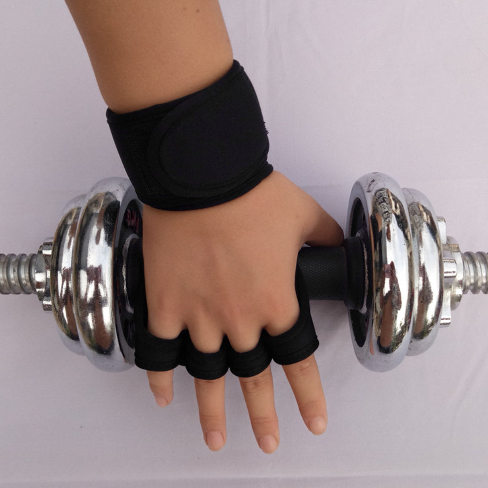 Guante antideslizante de medio dedo para levantamiento de pesas, gimnasio, Fitness, para hombres y mujeres, con muñequera