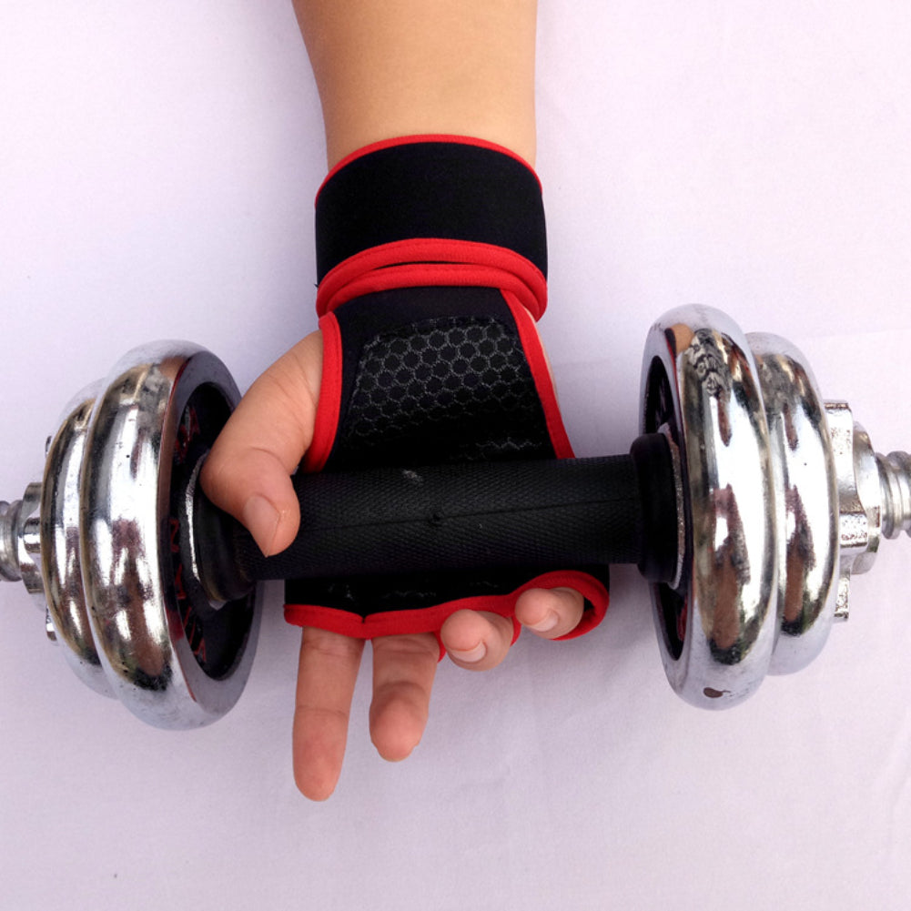 Guante antideslizante de medio dedo para levantamiento de pesas, gimnasio, Fitness, para hombres y mujeres, con muñequera