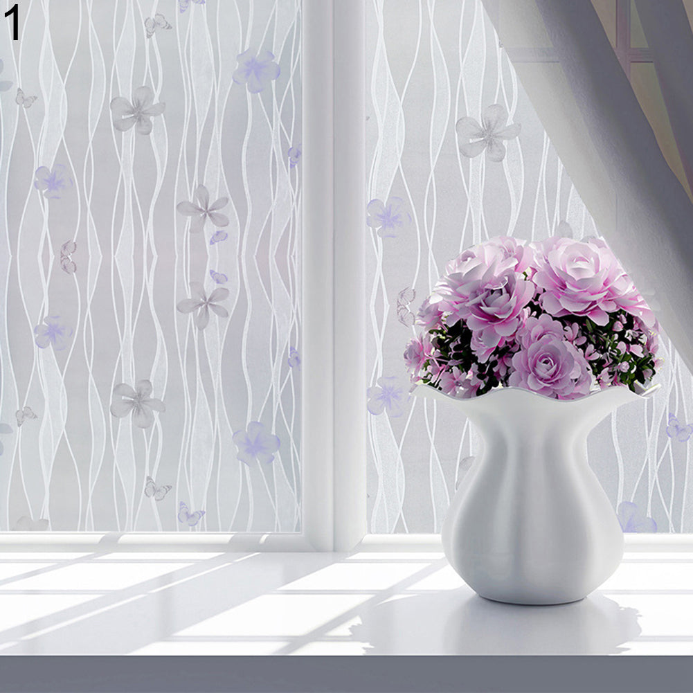 Bathroom Butterfly Bubble Flower Frosted Decorative Privacy Window Sticker Film