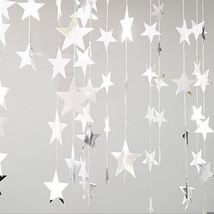 4m Estrellas de cinco puntas Efecto espejo Colgante Cadena de papel Fiesta Hogar Decoración DIY