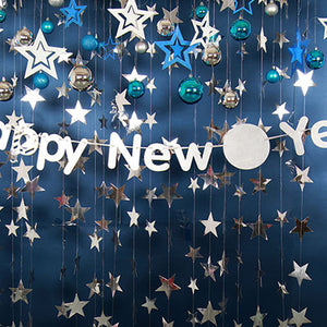 4m Estrellas de cinco puntas Efecto espejo Colgante Cadena de papel Fiesta Hogar Decoración DIY