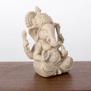 Sandstone Ganesha Buddha Elephant Statue Sculpture Handmade Figurine Home Decor
