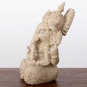 Sandstone Ganesha Buddha Elephant Statue Sculpture Handmade Figurine Home Decor
