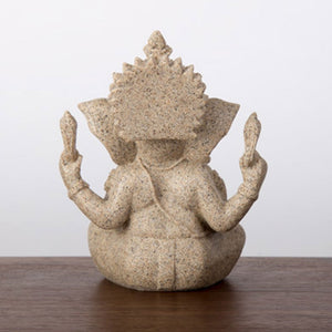 Sandstone Ganesha Buddha Elephant Statue Sculpture Handmade Figurine Home Decor