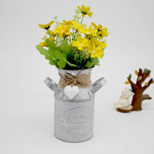 Round Cylindrical Flower Plant Pot Planter Iron Art Garden Living Room Decor