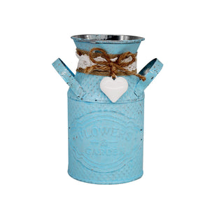 Round Cylindrical Flower Plant Pot Planter Iron Art Garden Living Room Decor