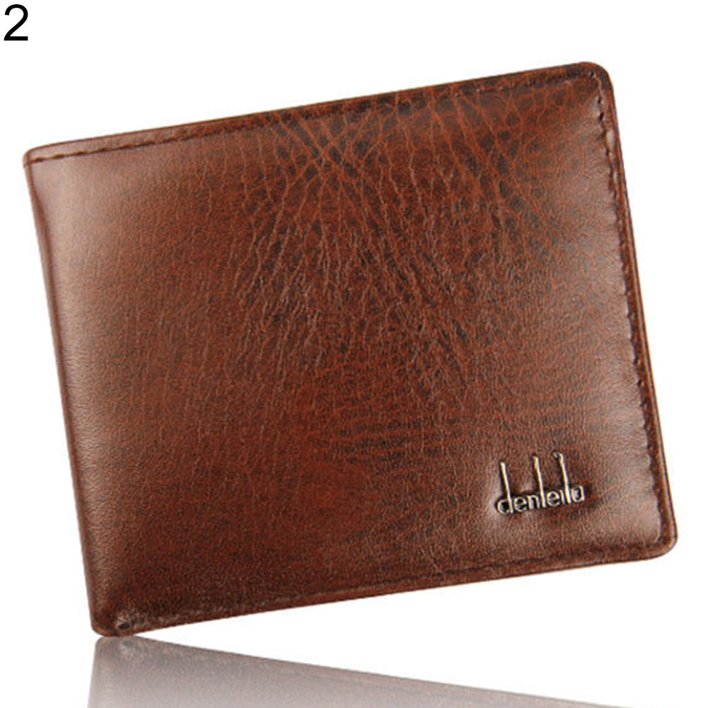 Cartera plegable de piel sintética para hombre, tarjetero de crédito/identificación, monedero corto y delgado